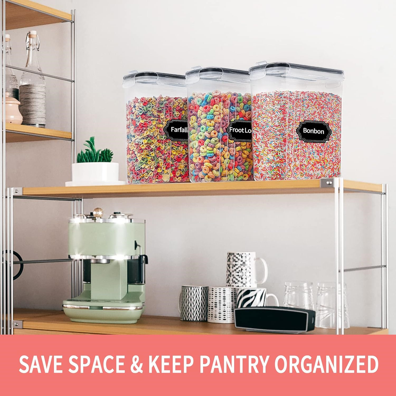 Kitchen Baking Tins - 2.5L Granen Opslagcontainers met Deksels 1/2/4