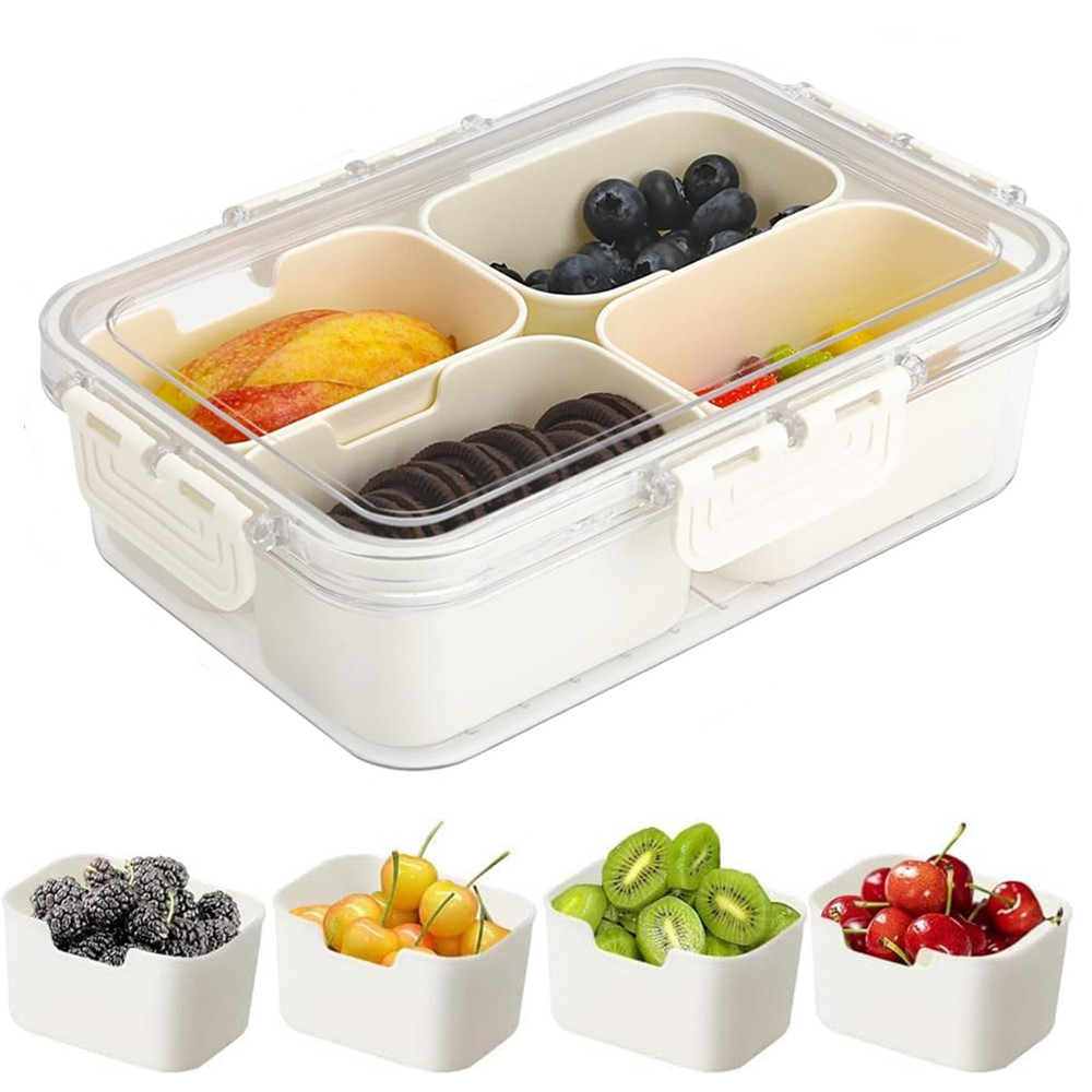 Kitchen Baking Tins - Draagbare voedselbewaarbox, snackbox, 4 compartimenten met