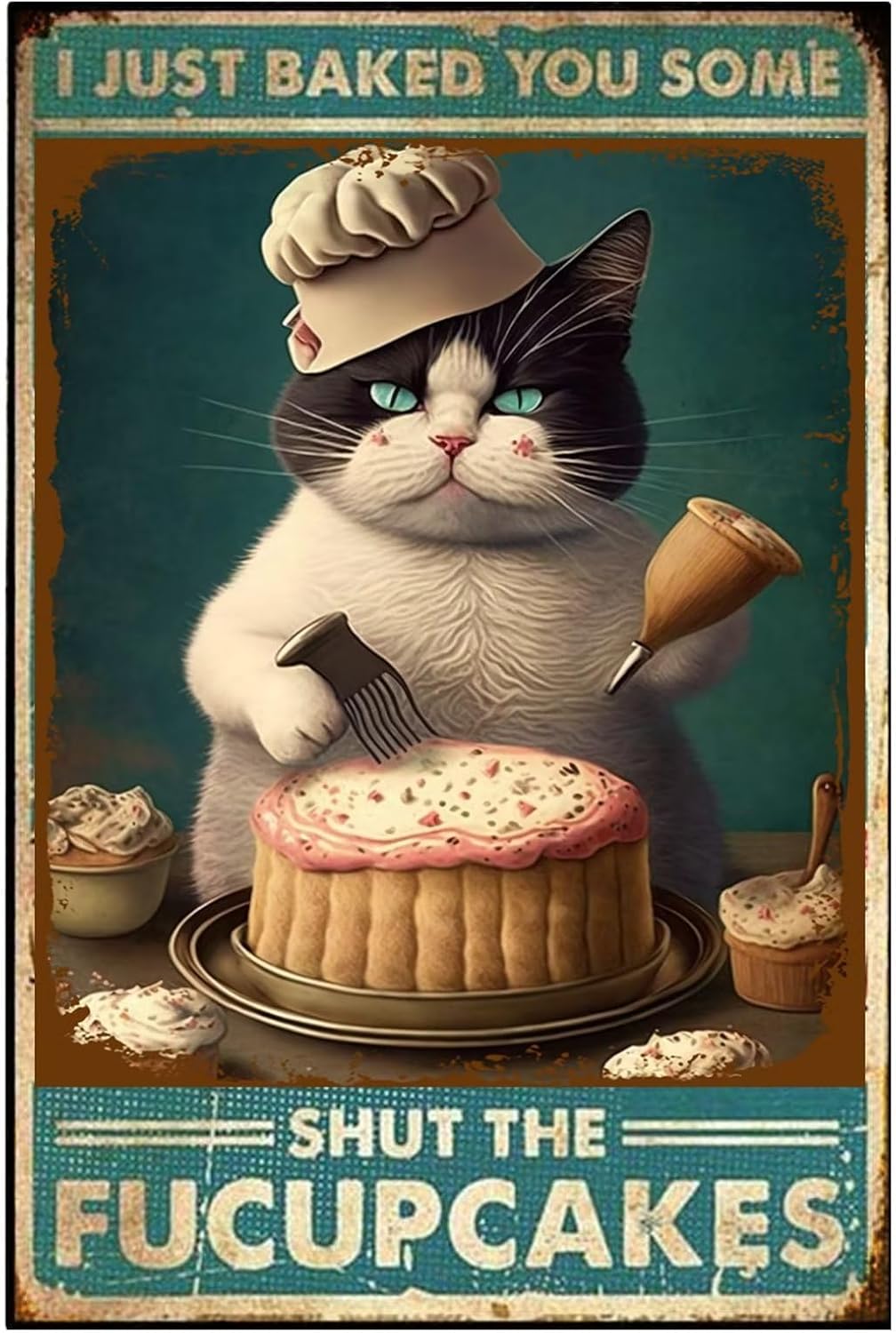 Kitchen Baking Tins - Tin Signs Cat Cake, ik heb