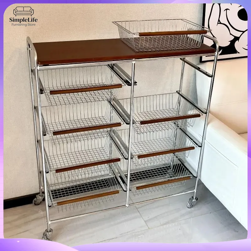 Kitchen Baking Cart - Retro keukenkar met wielen, mobiele opbergwagen