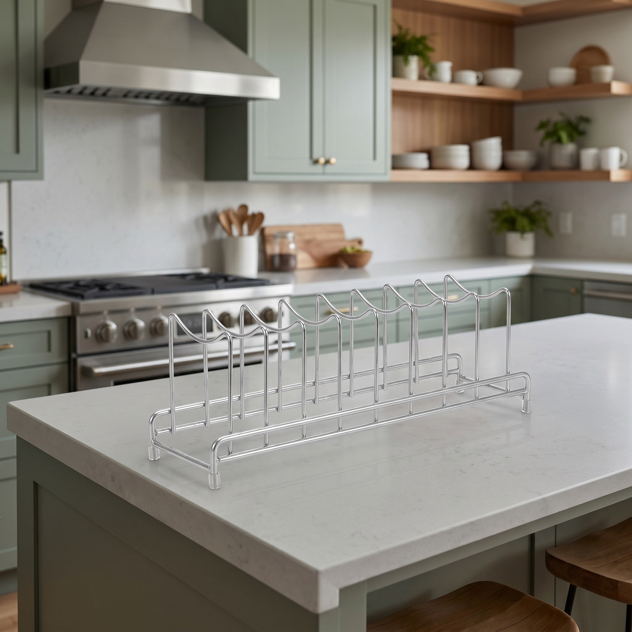 Kitchen Baking Sheet Organizer - 9-delige RVS dekselorganizer rek keukenkast pan