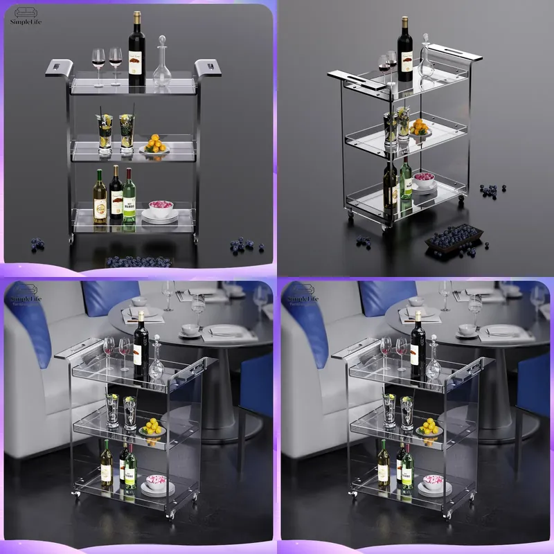 Kitchen Baking Cart - Moderne 3-laags keukenkar met opbergplank, rolwagen