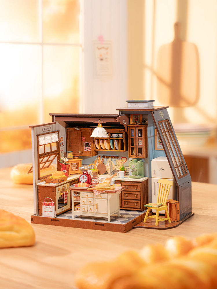 Baking Kitchen Rolife - Robotime Rolife Bakkeerkeuken Houten Poppenhuis 3D