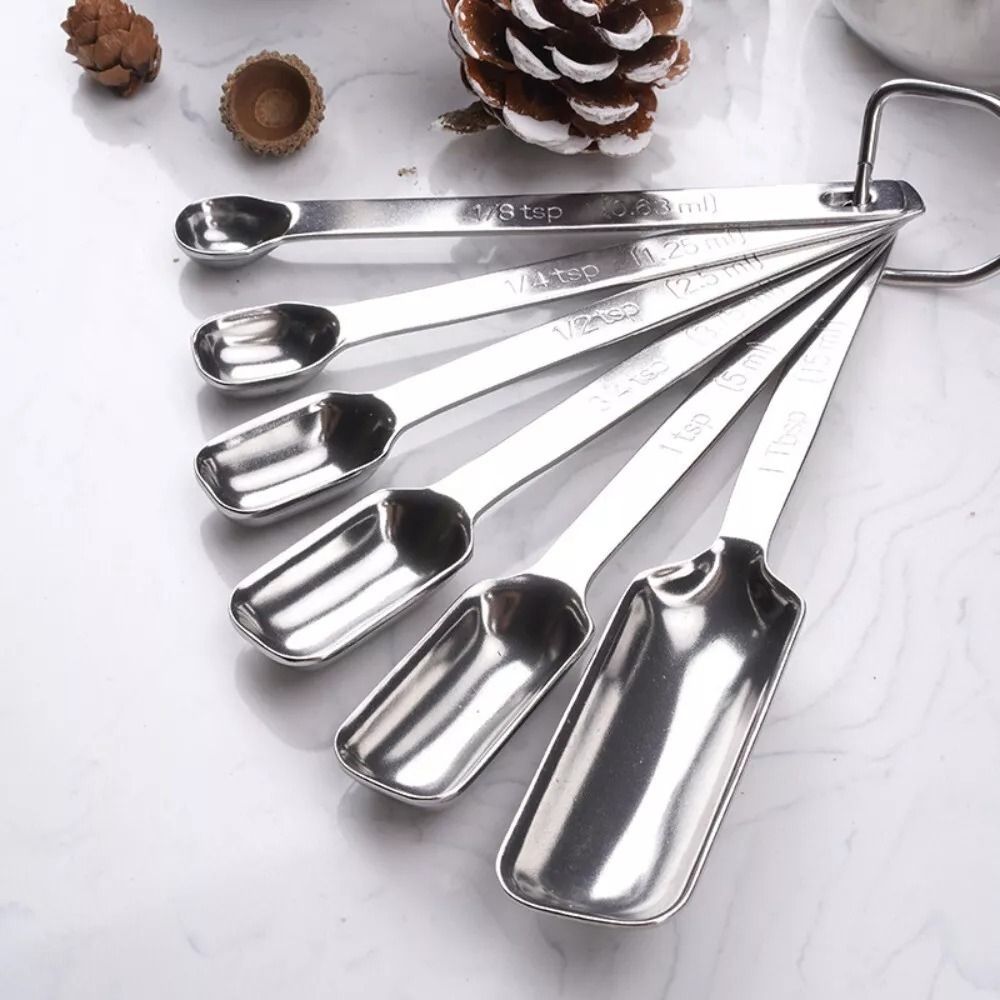 Baking Powder Kitchen - 6 Stuks Roestvrijstalen Maatlepels Met Weegschaal