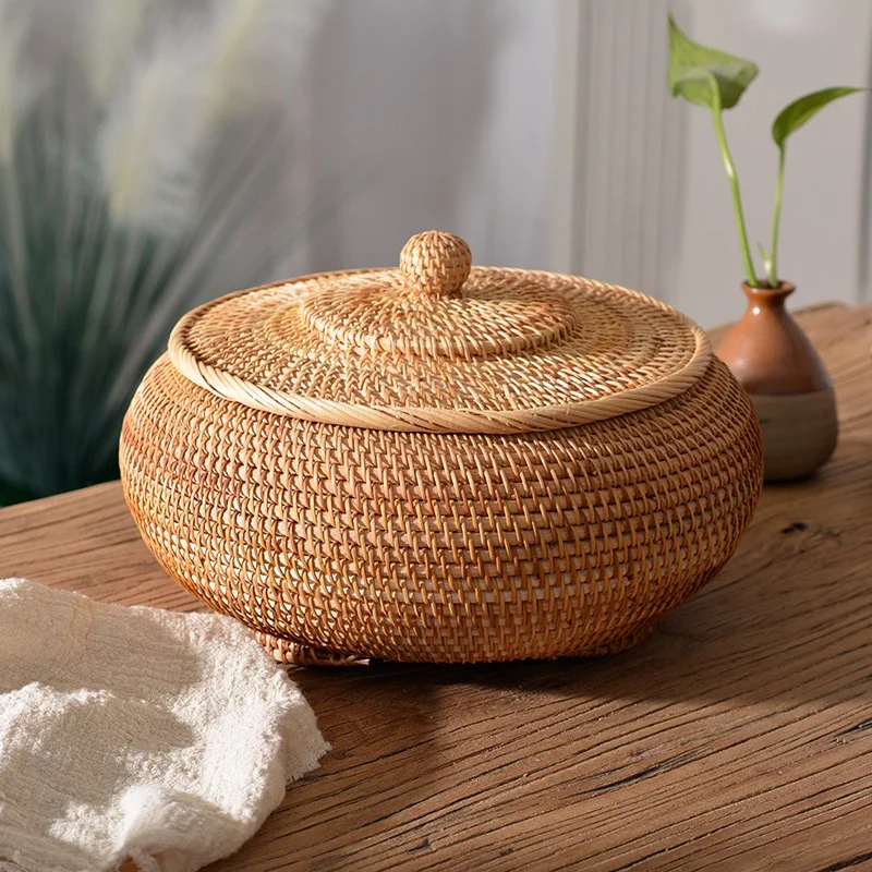 Kitchen Baking Tins - Handgeweven rotan opbergdoos met deksel Thee