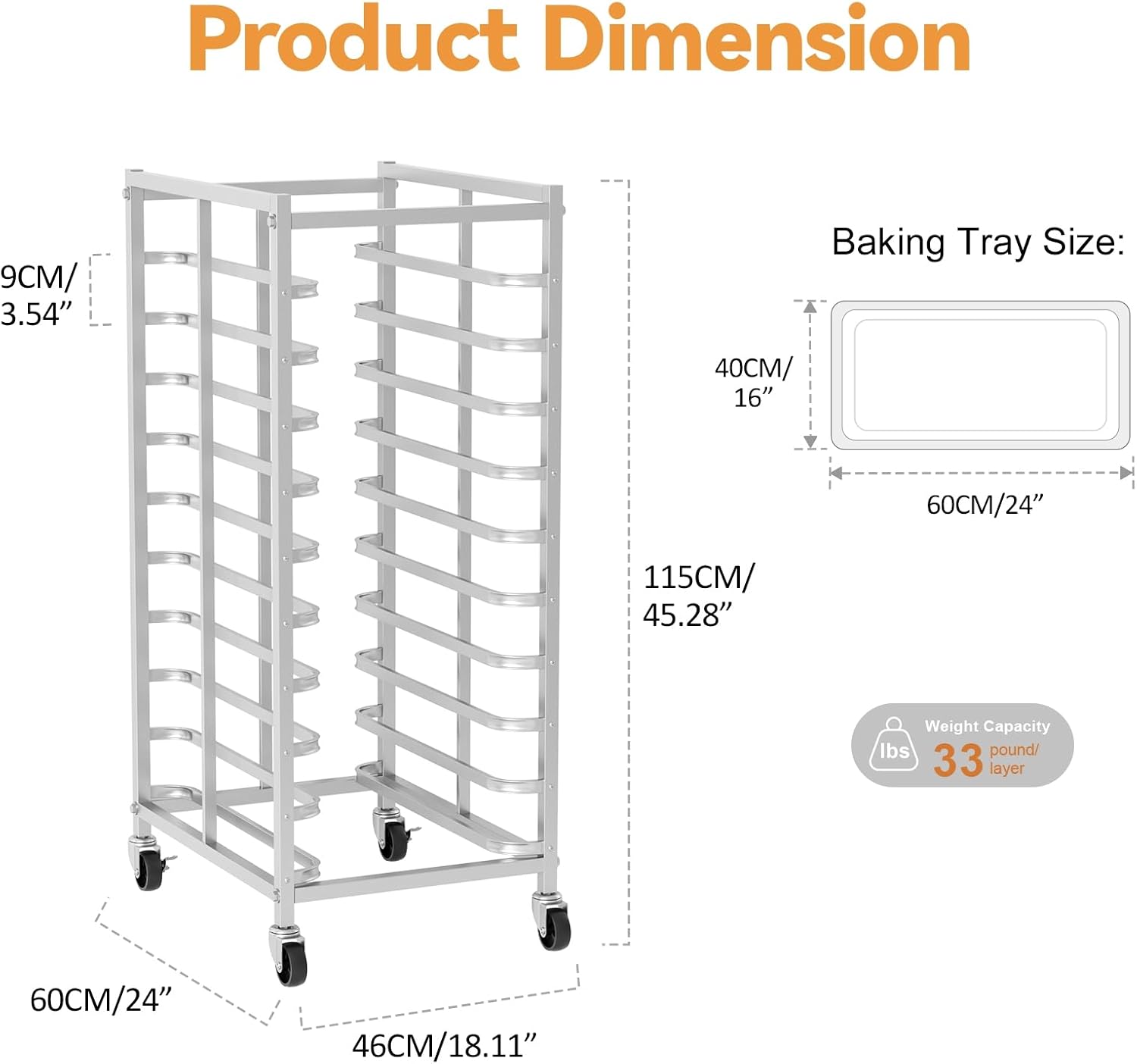 Commerciële roestvrijstalen ba - Kitchen Baking Cart recensie en prijs