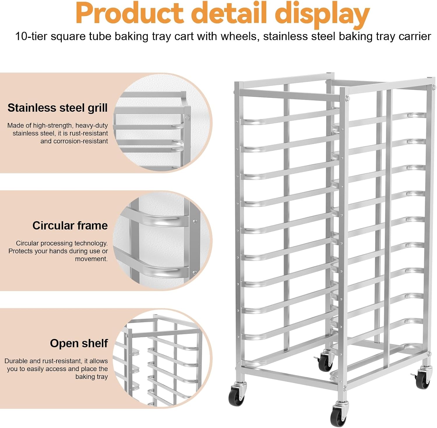 Commerciële roestvrijstalen ba - Kitchen Baking Cart recensie en prijs