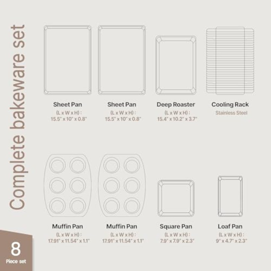 Deluxe 8-delige bakvormenset v - Kitchen Oven Baking Pans recensie en prijs